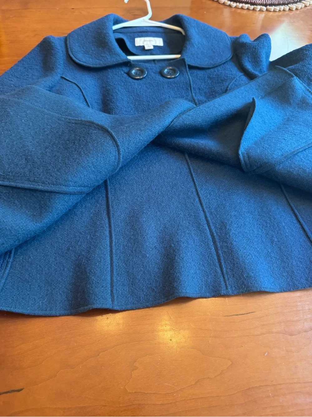 Merona Wool Blend Blue Peacoat Short Double Breasted Collared Size L